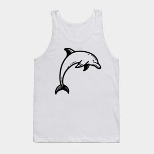 Stick Figure of a Dolphin in Black Ink Tank Top